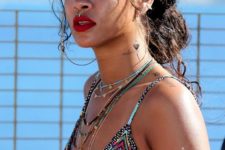 06 Rihanna wearing an embellished nose captive ring for a wilder and more boho look