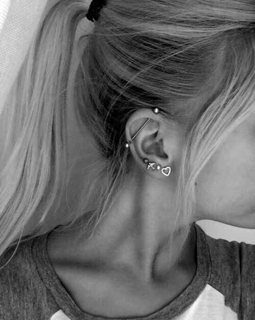 a number of cute piercings and an industrial to create a bold statement
