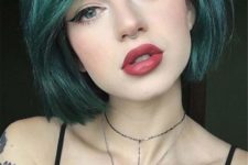 10 rocking green hair and a nose hoop piercing will add a statement rock touch to your look