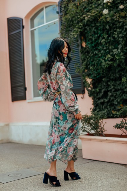 With floral maxi dress