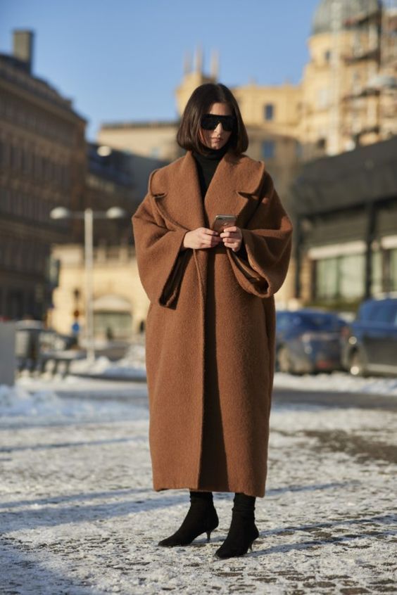 a brown woolen straight and oversized coat for bold winters - what can be better than that