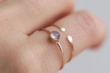 16 a duo of minimalist rings – a cuff one and a lilac rhinestone one for a subtle chic look