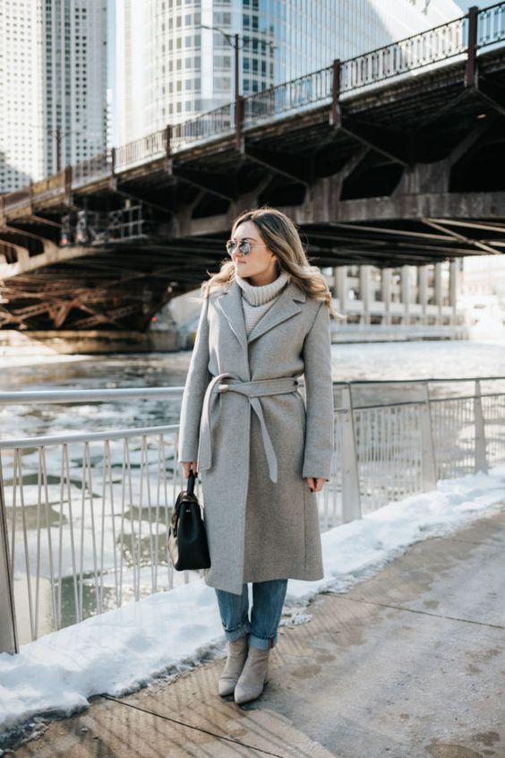 a warm grey robe coat is a gorgeous piece to wear in winter, prefer wool to feel cozy and warm