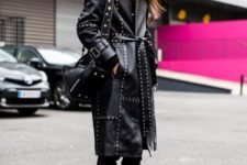 With over the knee boots and black bag