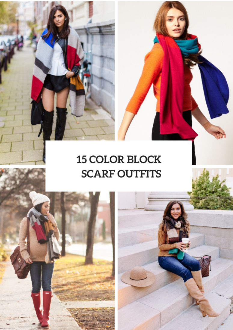 15 Look Ideas With Color Block Scarves