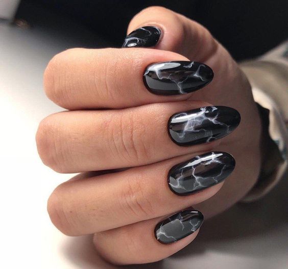 black marble nail art looks ultra-modern and will make your look super trendy and edgy