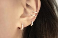 10 a set of beautiful diamond earrings and ear cuffs looks really cool and makes you super shiny and bright