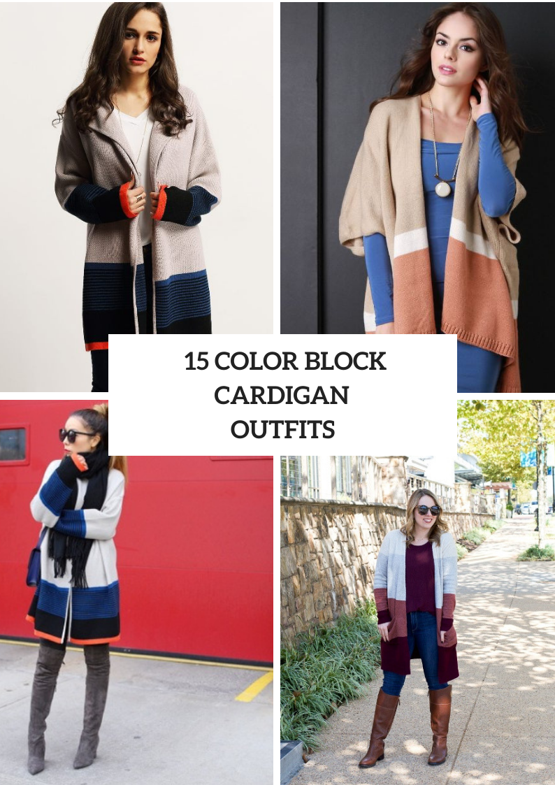 Outfits With Color Block Cardigans For Ladies