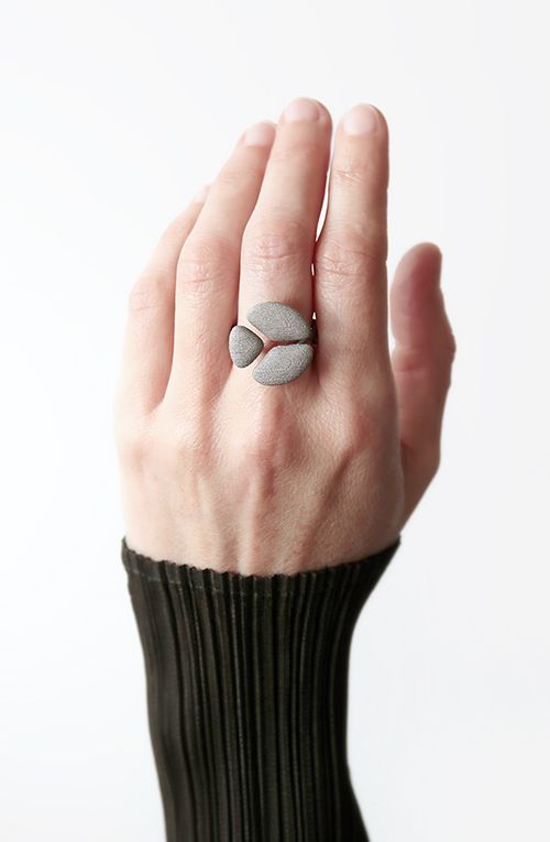 a statement stone ring of three parts will have a wow effect and will match any minimalist outfit