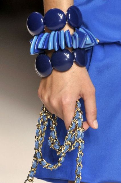 an arrangement of navy and classic blue statement bracelets for fashion-forward people