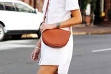With white shirtdress