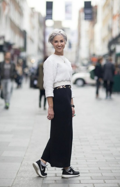 maxi skirt with trainers