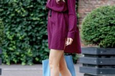 a cool outfit idea with checked dress