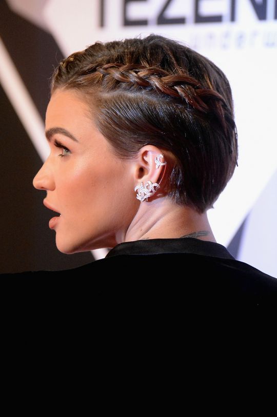 a brunette pixie styled with a single side braid is a very cool and eye-catchy solution for every day