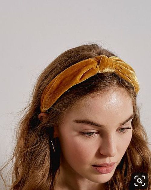 a mustard knot velvet headband is a fresh take on classics that is comfy to wear anywhere