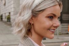 an elegant white pearl headband will give a touch of retro chic to your home outfit