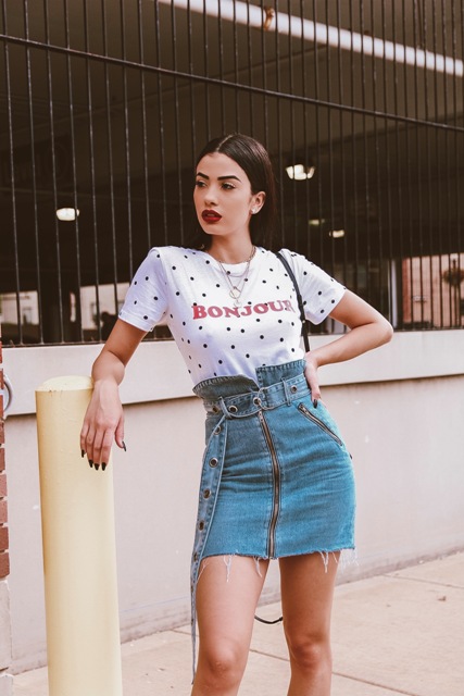 15 Outfits With Denim High-Waisted Skirts - Styleoholic