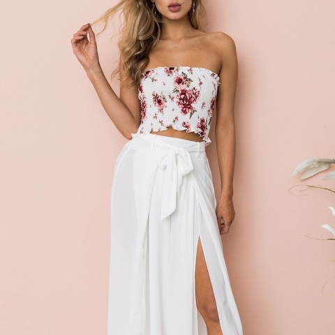 With white belted maxi skirt