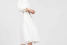 With white off the shoulder midi dress