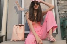 pink paper bag pants are perfect for summer looks
