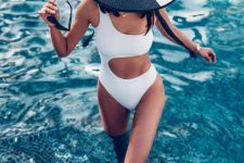 07 a white one shoulder cutout one piece is a perfect solution for a swimming