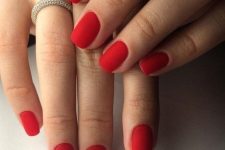 07 matte red nails are a hot and trnedy alternative to a usual red manicure