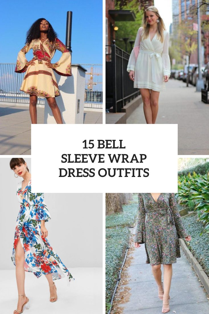 Outfits With Bell Sleeve Wrap Dresses