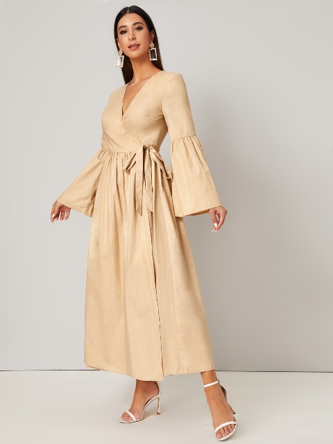 15 Outfits With Bell Sleeve Wrap Dresses - Styleoholic