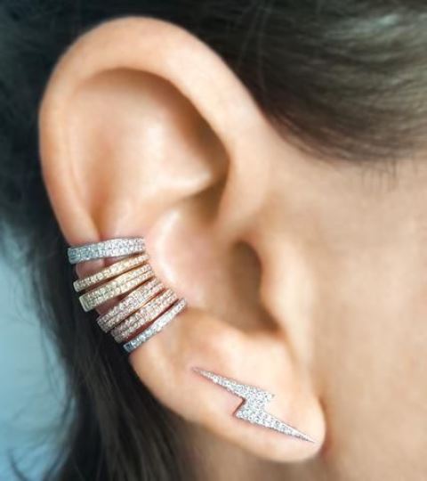 a rhinestone bold climber and stacked matching ear cuffs will make your look ultimately bold and refined