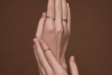 two midi rings – one with emeralds and the second with diamonds are lovely accessories to rock