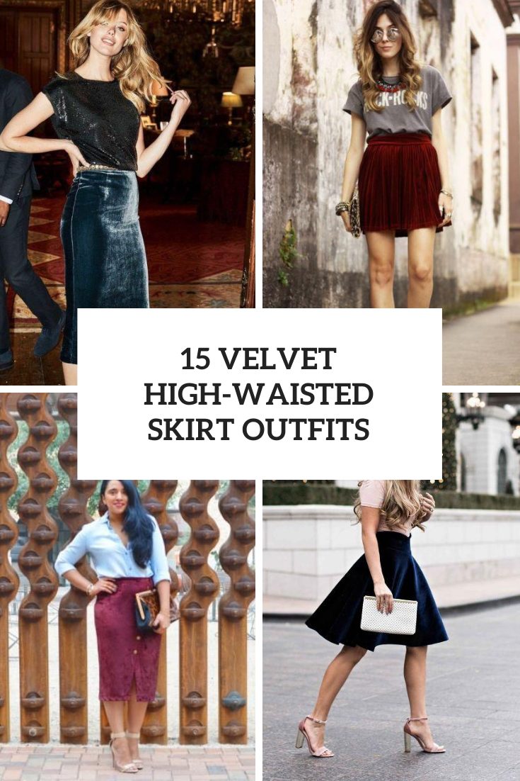 15 Outfits With Velvet High-Waisted Skirts