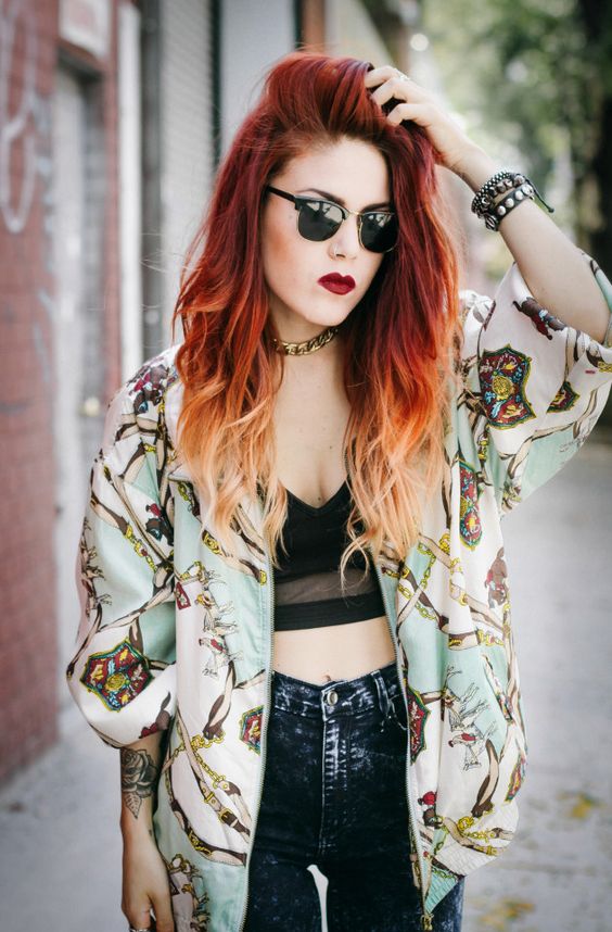 fiery red hair with an ombre effect is a fantastic idea for a trendy and bold fall look