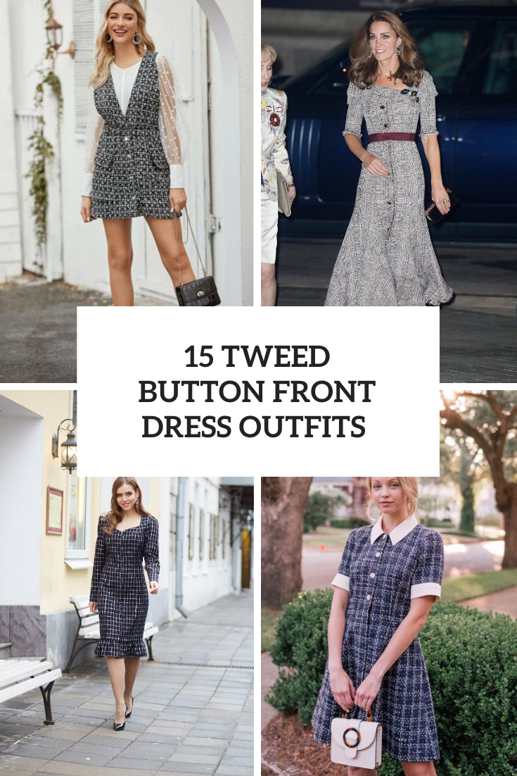 Elegant Outfits With Tweed Button Front Dresses