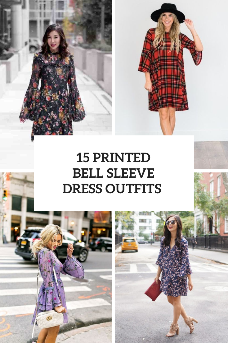 Outfits With Printed Bell Sleeved Dresses