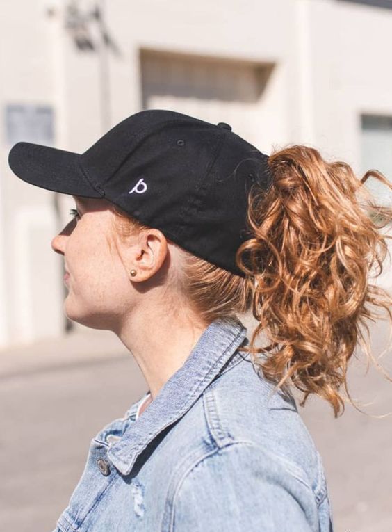 a black baseball cap plus a messy wavy high ponytail are a cool look and these are comfy to wear
