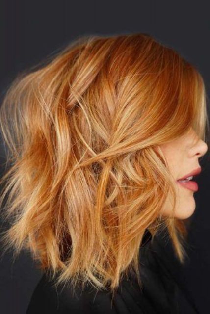 a volumetric ginger choppy bob with a shaggy touch is a cool idea, it looks bold and messy