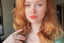 amazing medium-length ginger hair with a lot of volume and waves looks absolutely magical, as if you are a fairy