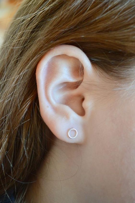 an open circle silver stud earring is classics that will always look cool and fresh