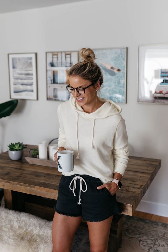 a cozy work from home look with a hoodie