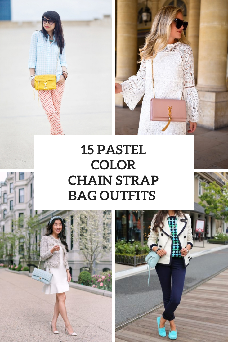 Outfits With Pastel Color Chain Strap Bags