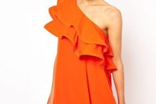 Orange tiered mini dress