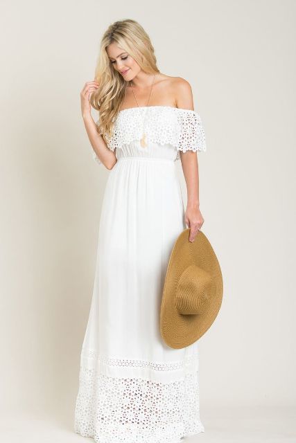 With straw wide brim hat and necklace