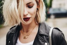 a beautiful short blonde bob with messy waves is a stylish idea to try anytime