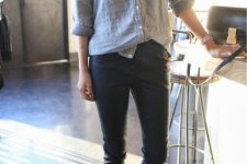 a grey linen shirt, black jeans, black birkenstocks are a simple and comfortable everyday look for summer