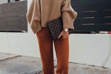 a cozy fall look in an oversized sweater