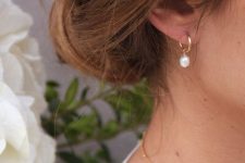 cute hoop earrings with pearls