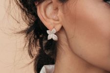 super chic crystal flower earrings like these ones will make your outfit special, cool and bold and won’t be too much even for work