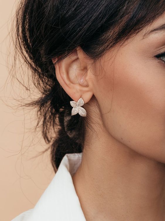 super chic crystal flower earrings like these ones will make your outfit special, cool and bold and won't be too much even for work