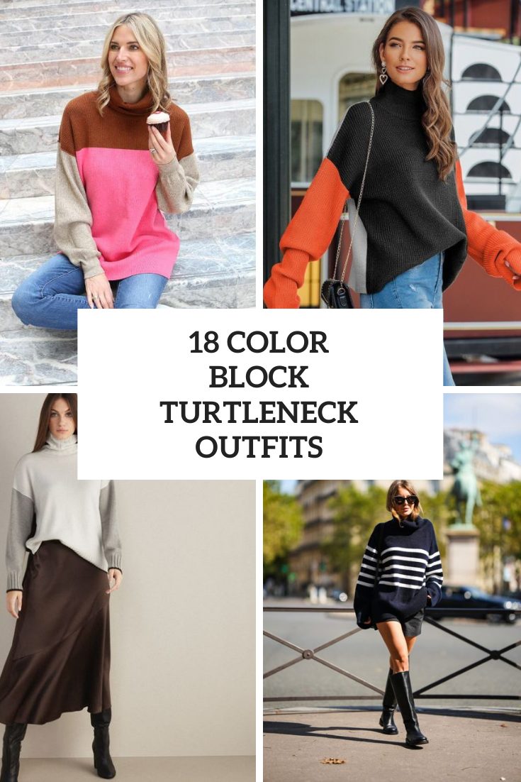18 Outfits With Color Block Turtlenecks