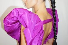27 a long braided ponytail is classics for a modern and chic NYE look, it’s easy to make and it always looks good